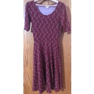 Maroon Black and White LulaRoe Nicole Dress NWOT